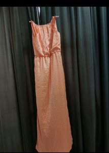 Orange Satin Side Slit Maxi Dress . P R I CE  DROP