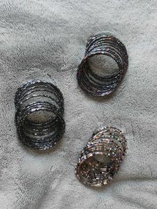 Set Of 3 Spring Type Plastic Bangles