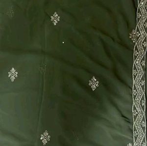 Olive Green Embellished Dupatta