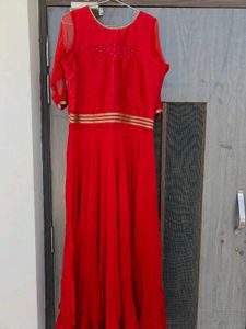 Red Stunning Gown With Duppatta