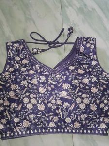 Embroidered Navy Blue Blouse