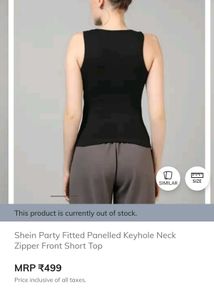 blue colour Key hole Zipper Top