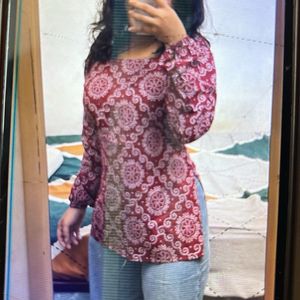 Red Printed Top