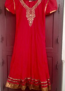 Red Net Anarkali Kurthi