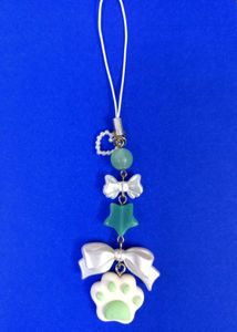 Trendy Handmade Cat Paw Phone Charm - Green