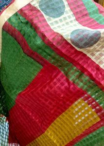 Net Cotta Green Red Combination Saree