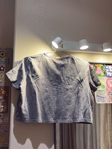 Celestial Moon Grey Crop Top
