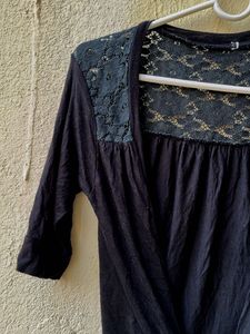 Lace Detail Black Cardigan