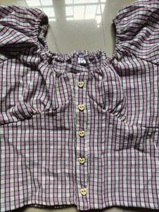 Y2K Checkered Puff Sleeve CropTop