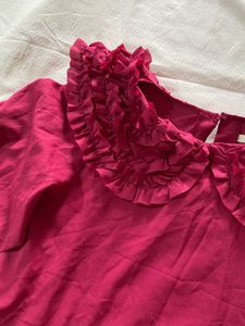 Wide Leg Jeans With Ruffle Top