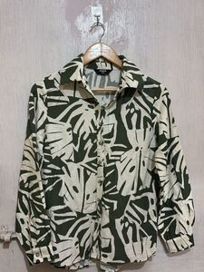 Leaf Print Button-Down Shirt