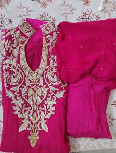 Hot Pink Embroidered Bridal Kurta Set