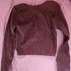 Zara Brown Ribbed Crop Top