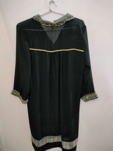 Black Patterned Long Kurta (Size L)