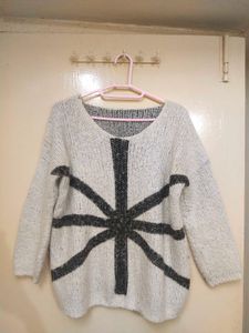 Knitted Black And White Sweater