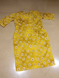 Full mustard kurta with Overall flower print