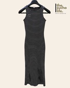 OUTRYT Striped Bodycon Maxi Dress | Small