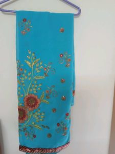 Casual Saree With Chumky Work Unused