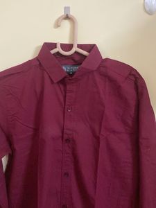 Maroon Cotton Long Sleeve Shirt