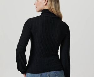 Cutout Ribbed Turtleneck Top