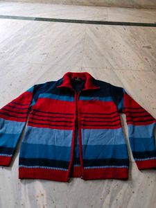 Striped Knit Zip-Up Jacket