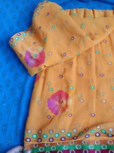 Orange Bandhani Saree