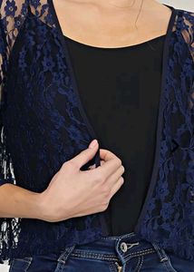 Navy Lace Shrug - Stylish Layer