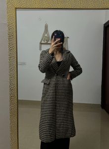 HOUNDSTOOTH LONG LINE Single Breasted Overcoat