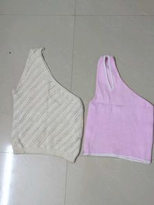 One-Shoulder Knit Tank Tops