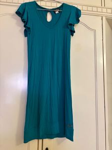 Tommy Hilfiger Chic Teal Ruffle Sleeve Dress