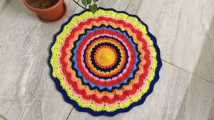 Handmade Crochet Multicolour Rug