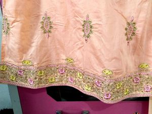 Peach Embroidered Long Frock With Suit
