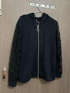 DEFACTO BRANDED COTTON JACKET Lace Sleeve Hoodie