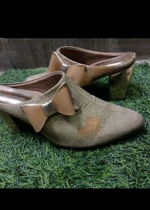 Gold Heels with Bow