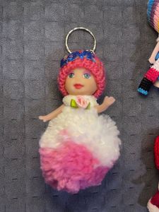 Set Of 6 Doll Keychains