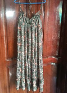 Floral Print Maxi Dressb and Sling Bag Combo