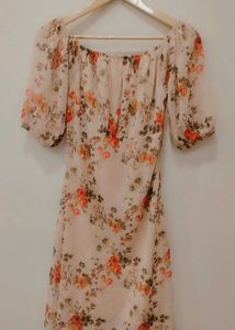 PEACH DISTY PRINTED DRESS