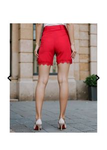 Mini length High Rise lace trim shorts