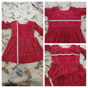 Red Sharara Set Bust 34 (Alterable Upto 36)