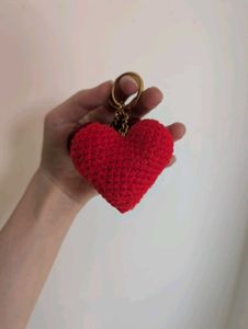 Crochet Heart Keychain
