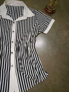 Black And White Striped Beautiful Shirt Top