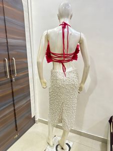Floral Top and Pearl Skirt Set