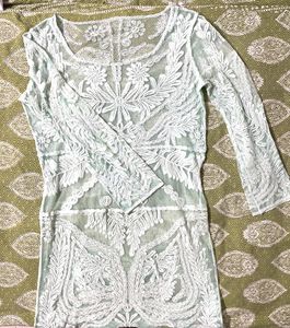 Lakhnavi Sheer Kurti In Sea Green Colour Size-can Fit Bust 32 till 36