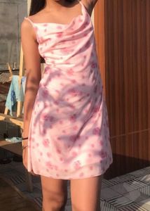 Pink Rose Print Mini Dress