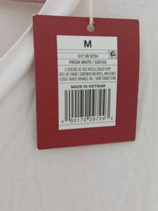 White V-Neck Long Sleeve Tee - Medium
