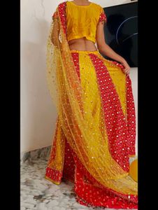 Red &amp; Yellow Combination Lehenga