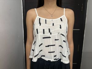 White &amp; Black Crop Top