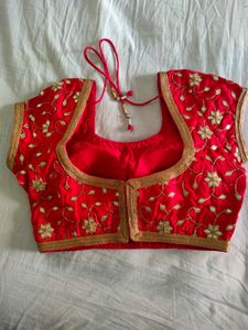 Red Embroidered Saree Blouse
