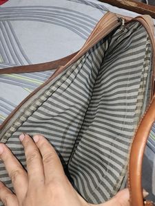Brown Faux Leather Laptop Bag