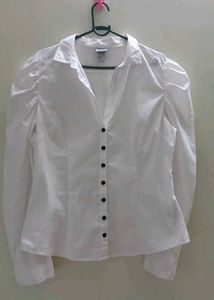 Chic H&M White Puff Sleeve Shirt – EUR 42